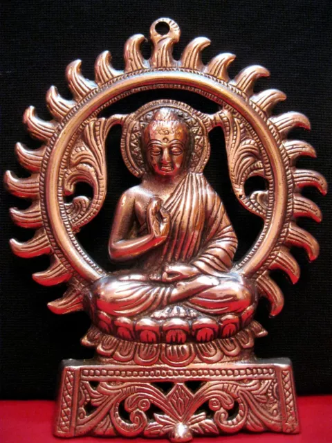 Buda Cobre Bañado Estatua Budismo Religioso Espiritual 8.5" Hecho a Mano Figura