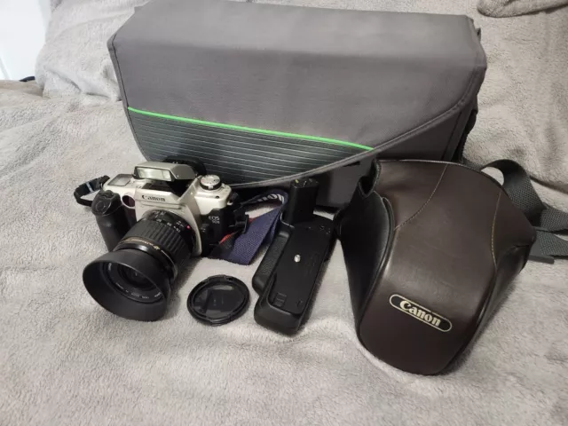 Canon EOS 50E 35mm Film SLR Camera Kit! 28-80mm Lens & Battery Grip W/ Strap