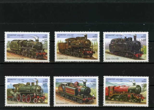 Afghanistan 2001 Locomotives /Trains Set Of 6 Stamps Mnh