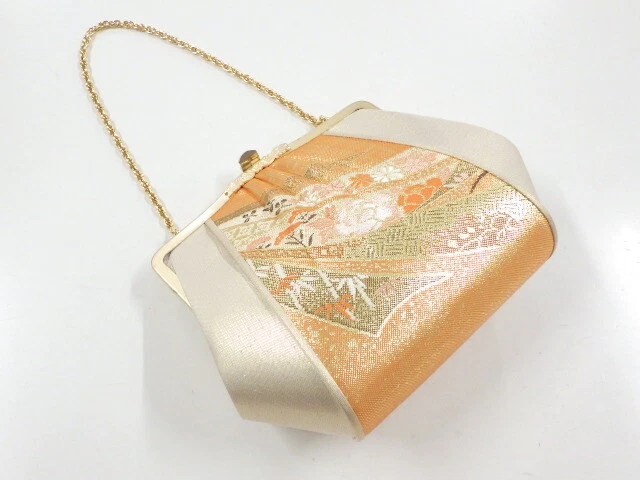 6487379: Japanese Kimono / Vintage Bag / Saganishiki / Woven Flower & Noshi Patt