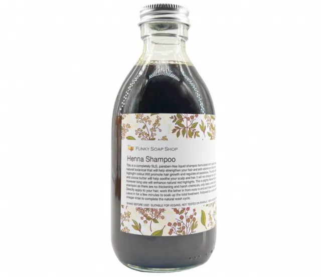 Glass Bottle - Henna Liquid Shampoo 100% Natural SLS Free 250ml