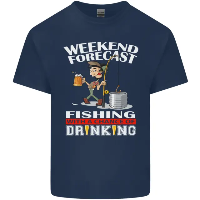 T-shirt da uomo in cotone cotone Fishing Weekend Forecast divertente 2