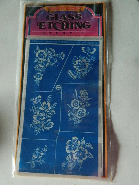Armour Rub N Etch Stencils FLORAL 6 glass acid etching flowers
