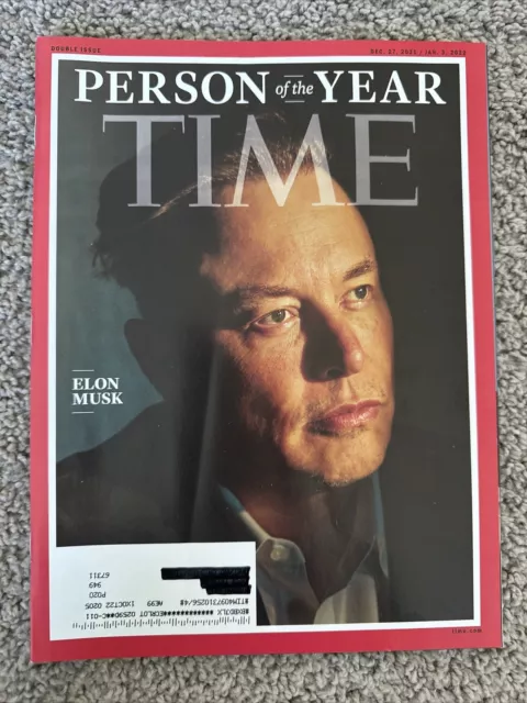 TIME Magazine Person Of Year ELON MUSK Dec 27 2021 - Jan 3 2022