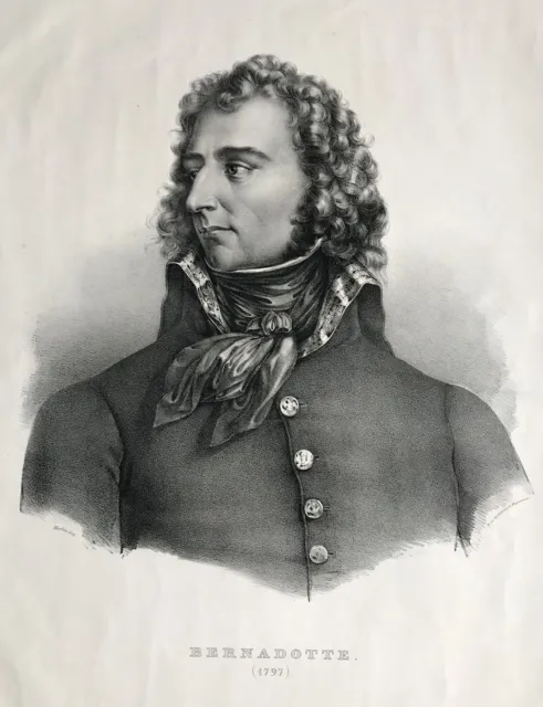 Charles XIV John Of Sweden Bernadotte King Portrait Lithography 1820