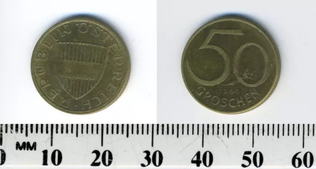 Austria 1960 - 50 Groschen Aluminum-Bronze Coin - Austrian shield - #1 4