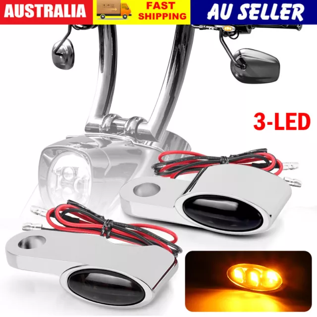 2X Mini Chrome Motorcycle LED Indicator Turn Signal Light Motorbike Blinker Lamp