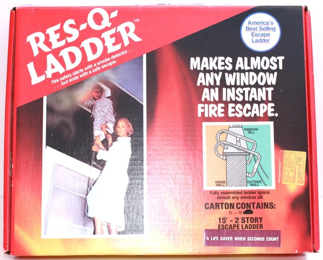 Escalera Res-Q - 15 ft (4,5 m), 2 pisos, escalera de escape de incendios de emergencia