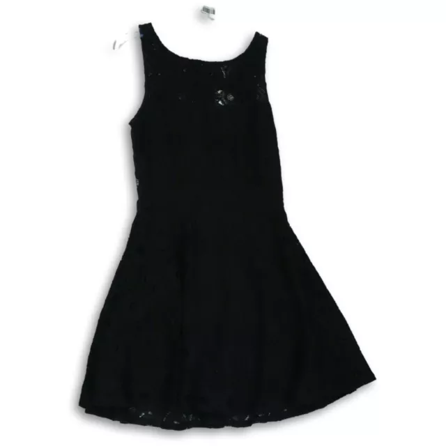 BB Dakota Womens Black Lace Crochet Back Zip Mini Fit And Flare Dress Size 6