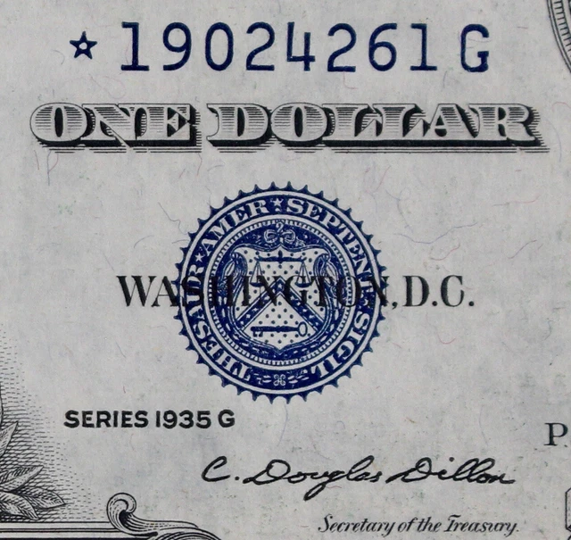 $1 1935G Star No Motto CU Silver Certificate *19024261G one dollar, series G