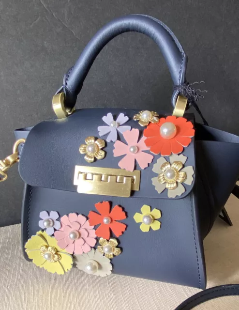 Zac Zac Posen Eartha Mini Top Handle Crossbody Studded Floral Multi Rainbow NWT 2