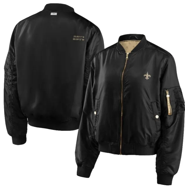 WOMEN'S NEW ORLEANS Saints Black Bomber Full-Zip Jacket Size XL $59.99 ...