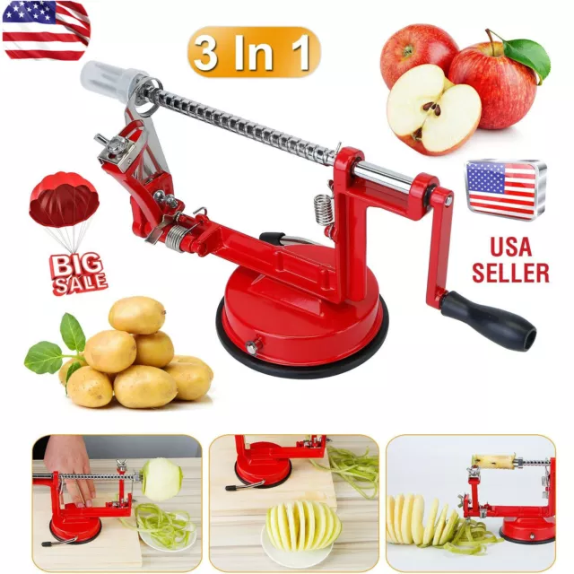 3-in-1 Apple Peeler Potato Fruit Slicer Corer With Stainless Steel Blades And Re