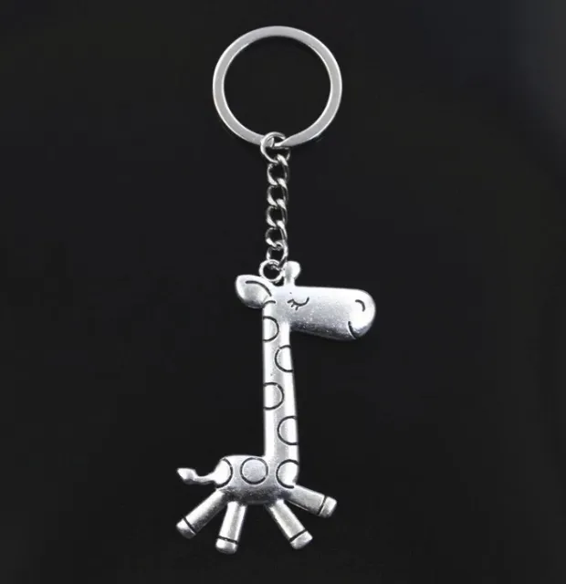 Giraffe Keyring keychain Silver Metal Key Ring Chain Wildlife