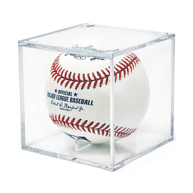 Supporto scatola portaoggetti 8 x 8 x 8 cm acrilico trasparente da baseball o palla da cricket