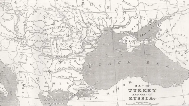 TURKEY. European Turkey 1853 old antique vintage map plan chart