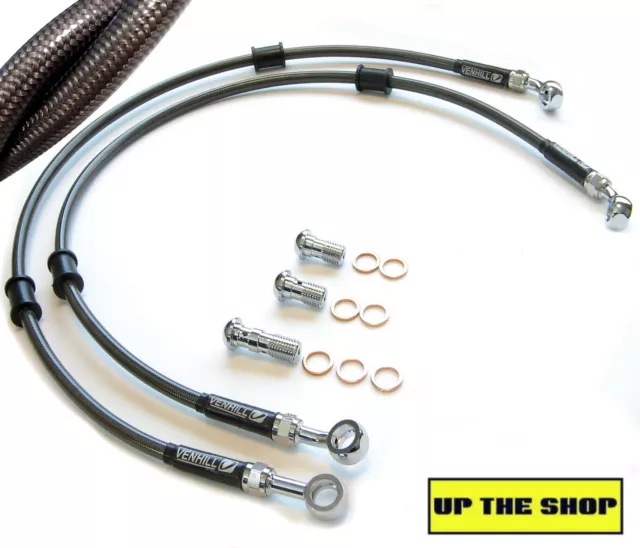 KAWASAKI ZZR1100 1990-91 VENHILL stainless steel braided brake lines hoses Race