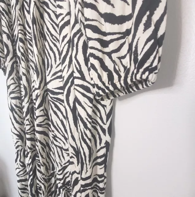 PRIMARK WOMEN'S BEIGE & White Zebra Print Long Button Front Shirt Dress ...