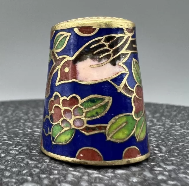 Vintage Cloisonne Enamelled Thimble with Bird