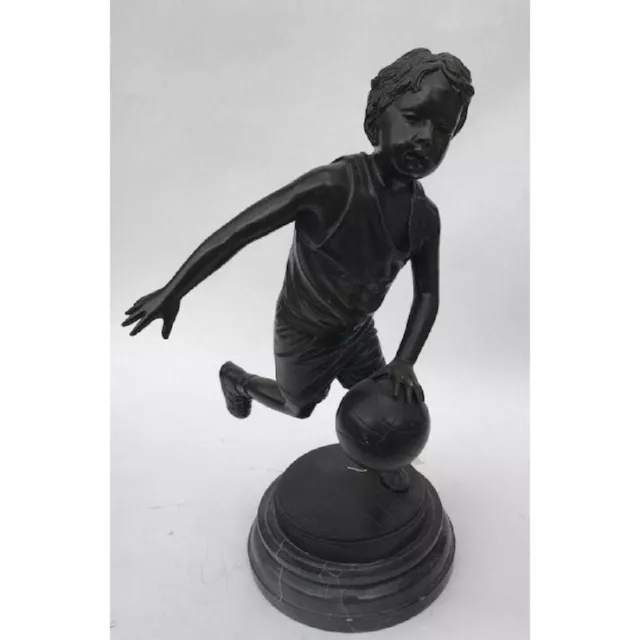 28 Inches Tall Jim Davidson Boy Playing Basketball Bronze Sculpture, Clearance