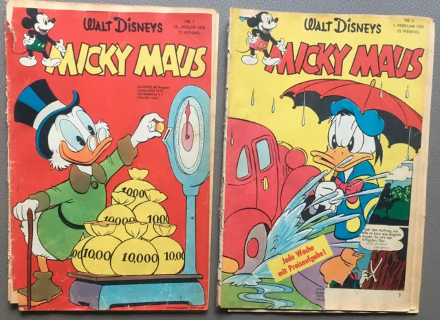 Micky Maus Nr. 3 und  Nr. 4 von 1958 altes Original Ehapa Verlag