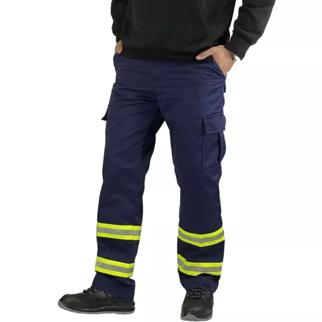 Mens High Visibility Safety Security Reflective Protective Cargo Work Trousers