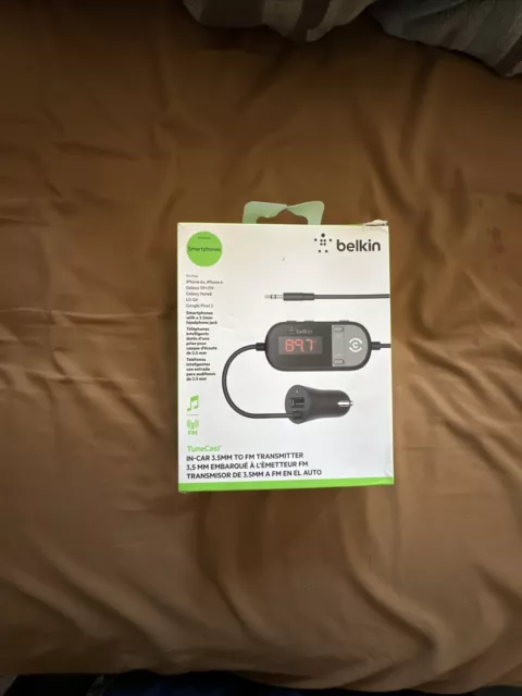 Belkin~TuneCast In-Car 3.5mm Aux Audio to FM Transmitter Universal~Hands Free