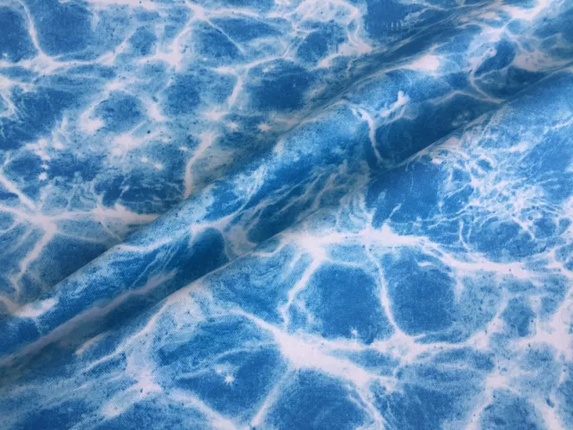 Azul Océano Agua Efecto Algodón Tela para Cortinas Tapicería Vestido 140cm Ancho