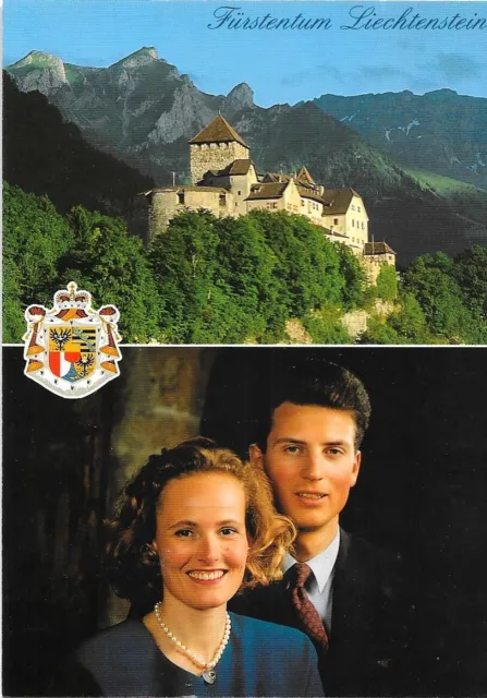 Ak  Fürstentum Liechtenstein, Schloss Vaduz mit Erbprinz und Erbprinzessin