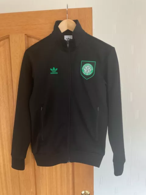 Celtic Training Top Official Adidas. Black Football zipped tracktop Size XS