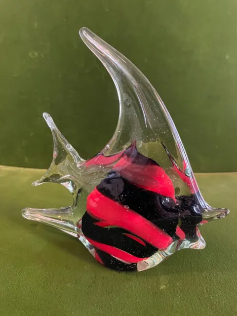 Murano Style Art Glass HAND BLOWN FISH Figure Paperweight Multicolored