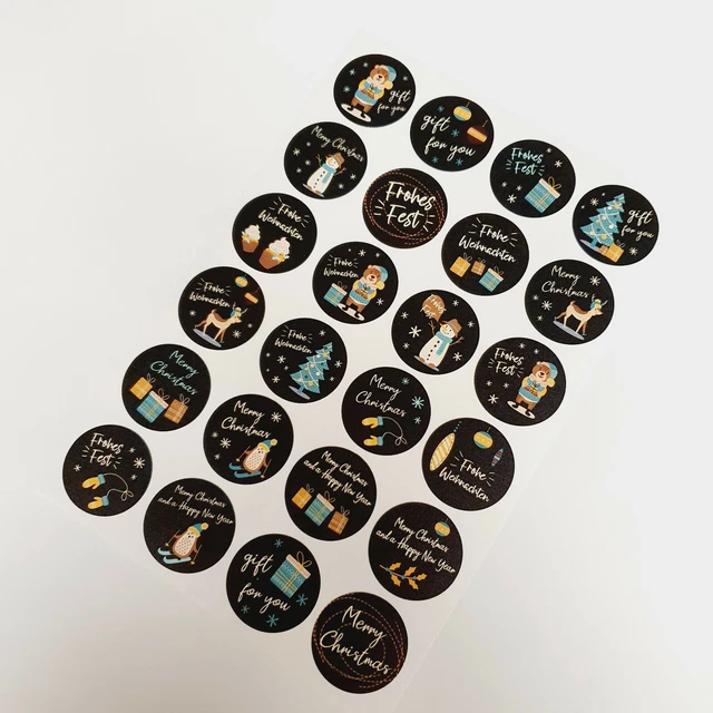 24 Geschenkaufkleber Frohe Weihnachten Merry Xmas Fest Sticker Etiketten 35mm