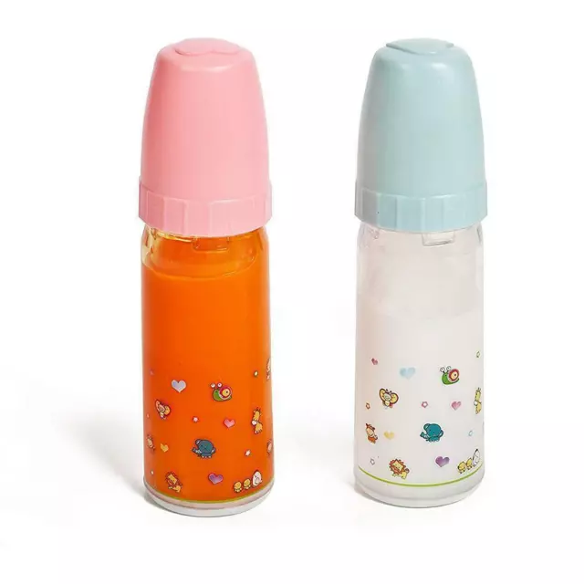 of 2 Pretend Play Baby Bottles with DisappeaRings Milk for Kids 3