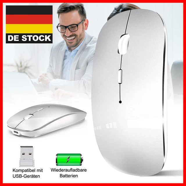 RaceGT Kabellose Maus – Leise, Aufladbar Mit USB-C & USB-A, 3 DPI-Stufen Für PC & Laptop