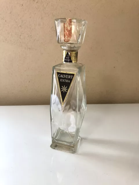 Calvert Extra Whiskey Decanter Clear Glass Bottle