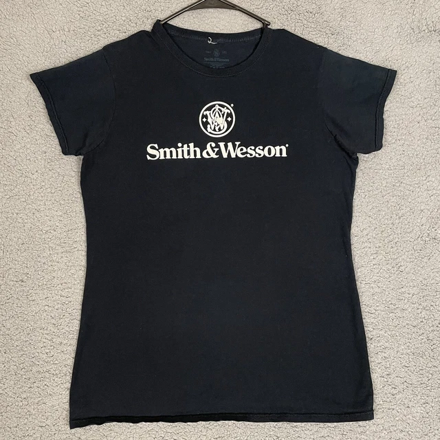 Smith And Wesson Shirt Women’s XL Slim Fit Black Firearms Guns Brand Logo