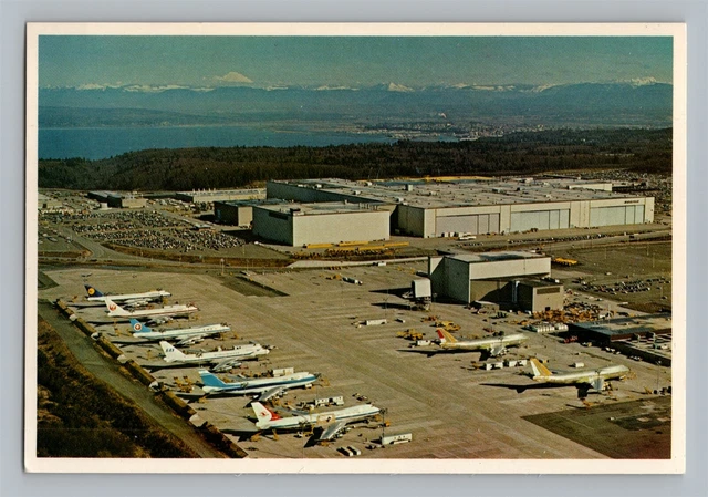 Aviation Airplane Postcard Boeing Company Aerial View Everett Washington AR15