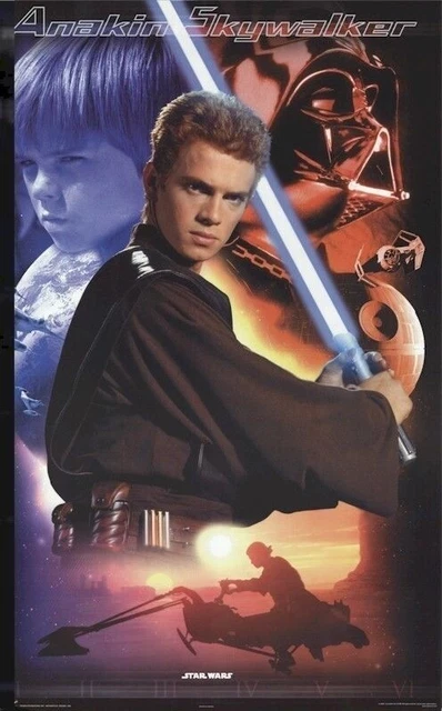 ATTACCO DEI CLONI ~ ANAKIN COLLAGE 22x34 POSTER FILM STAR WARS EPISODIO ...