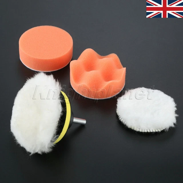 5Pcs 3" Car Polisher Buffer Waxing Buffing Pads 1x M14 Thread Drill Backer Plate