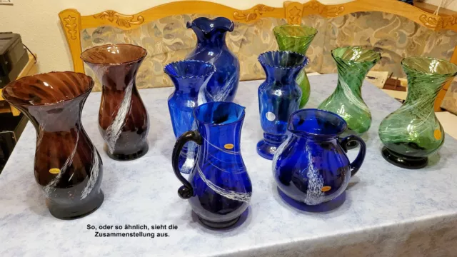 Glas-Vasen Konvolut    N E U   10 Stück sortiert   blau-grün-rot   NUR ABHOLUNG