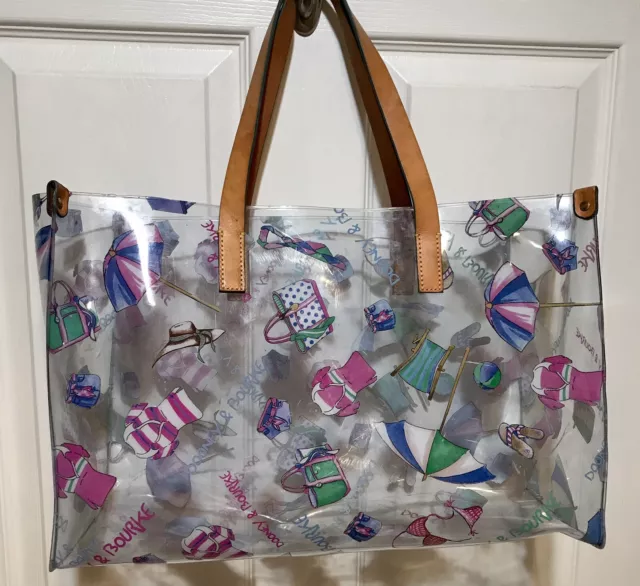 Vintage Dooney & Bourke Clear Miami Tote with Leather Straps 90s Y2K Beach Purse