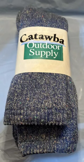 2 Pair Merino Wool Boot Socks Marbled Blue Women Size 4-9 Catawba