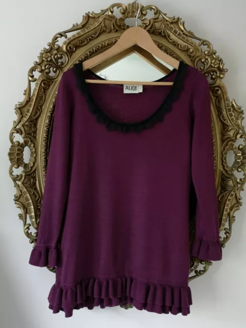 ALICE BY TEMPERLEY Purple Plum aubergine Wool  Jumper Autumn Lace Size S