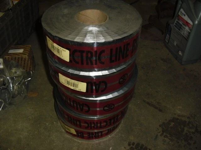 (5) 3" x 1000'  Empire Level 31-107 Magnatec Detectable Tape Electric Line Below