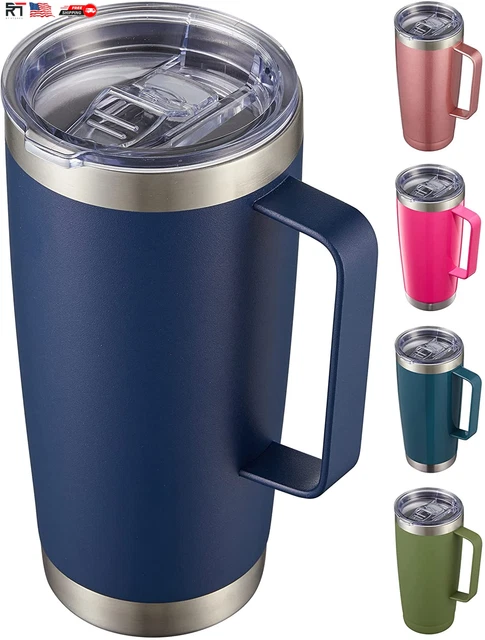 Tumbler Mug with Lid and Straw, Insulated Travel Thermal Coffee Mug with Handle
