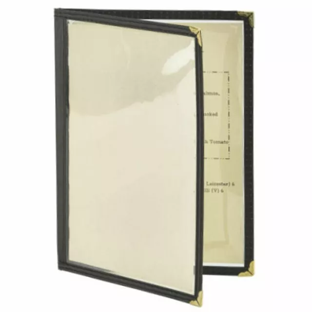 American Style Menu Holder A5 - 4 Sides Facing Gold Corners Heavy Duty Food