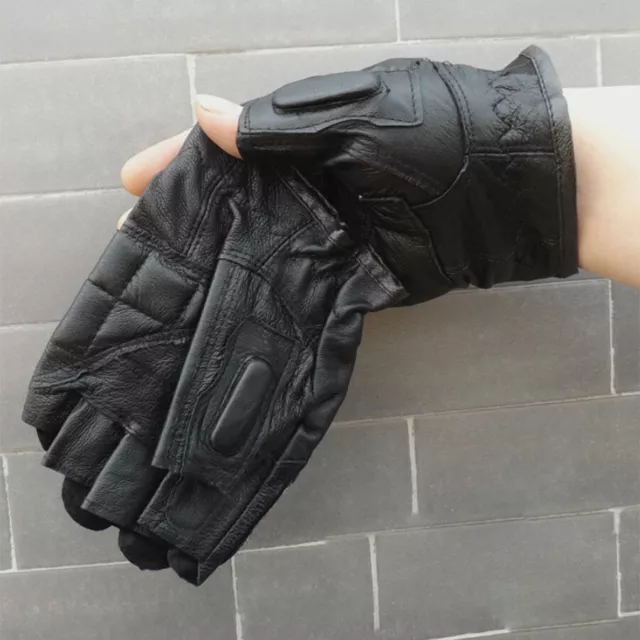 Men's Leather Half Finger Gloves Fingerless for Climbing Hiking Cycling CGLOV89 3