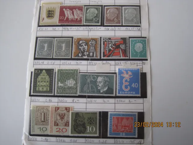 BRD ca. 100 postfrische Briefmarken aus 1955 - 1968