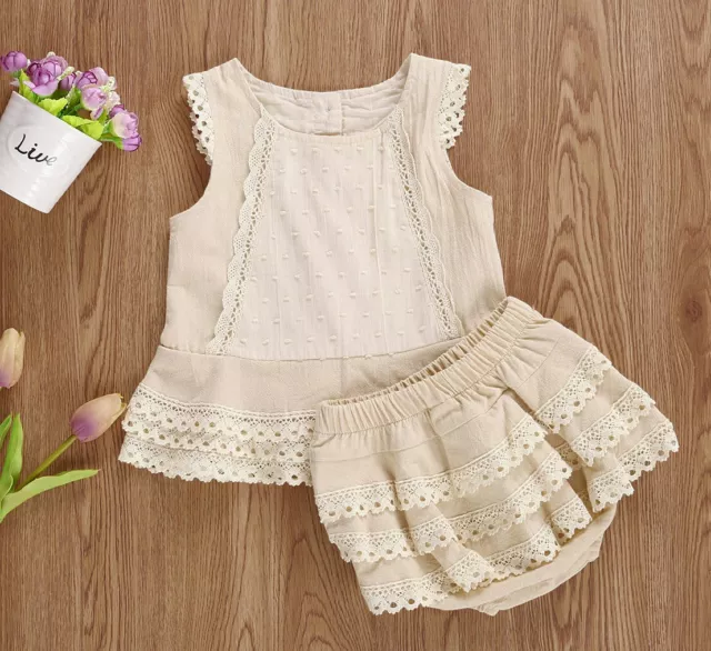 Baby outfit Baby Shower Gift Set l Sleeveless Lace Shirt and Baby Panty Set l