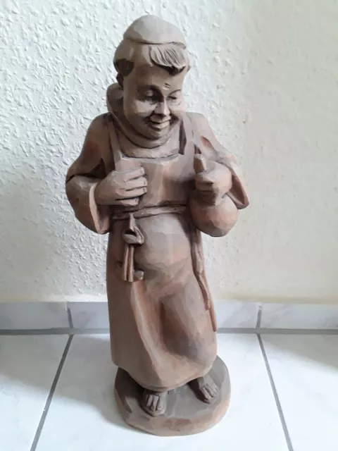 Alte geschnitzte Holz Figur Mönch, Kellermeister 45 cm